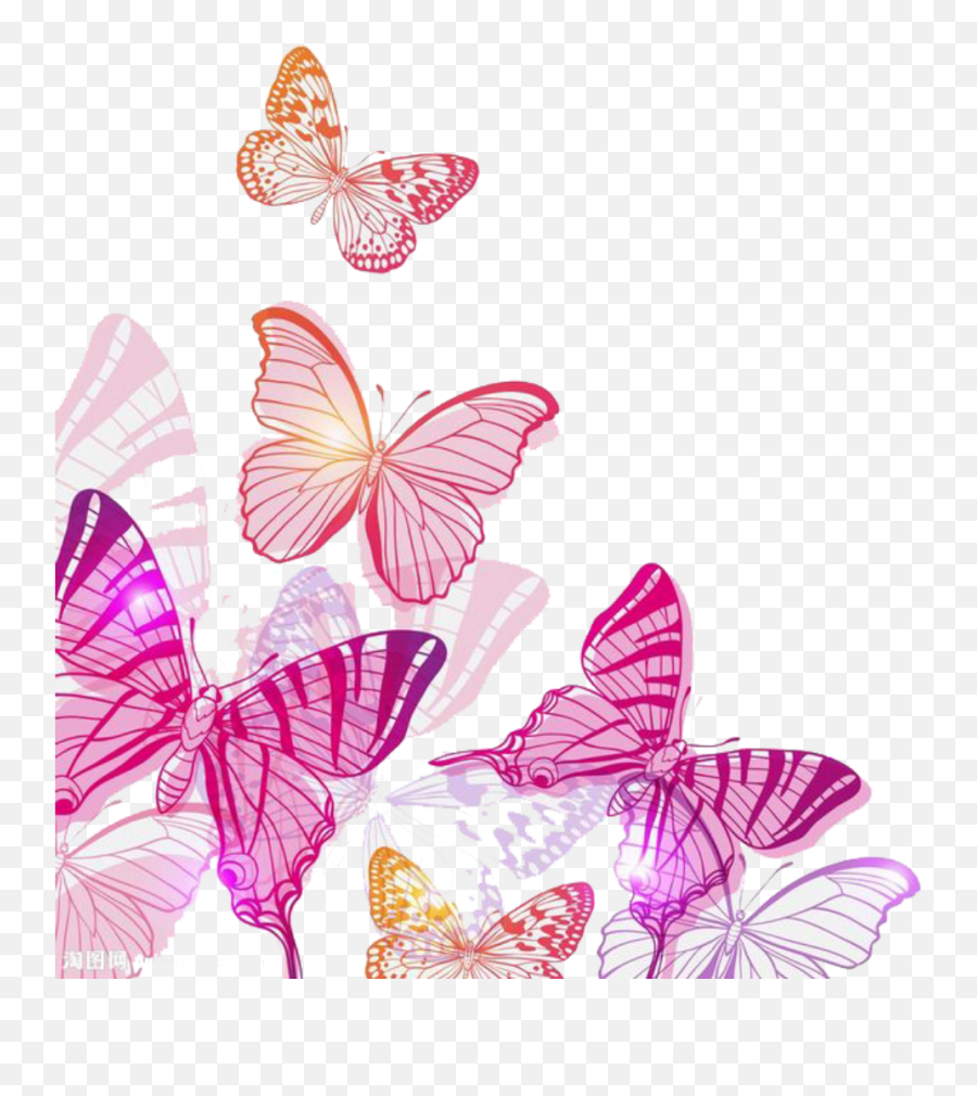 Ftestickers - Clipart Pink Butterfly Png,Watercolor Butterfly Png