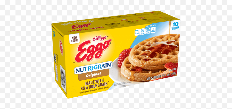Kelloggu0027s Eggo Nutri - Grain Made With Whole Grain Waffles Eggo Nutri Grain Waffles Nutrition Facts Png,Waffle Transparent