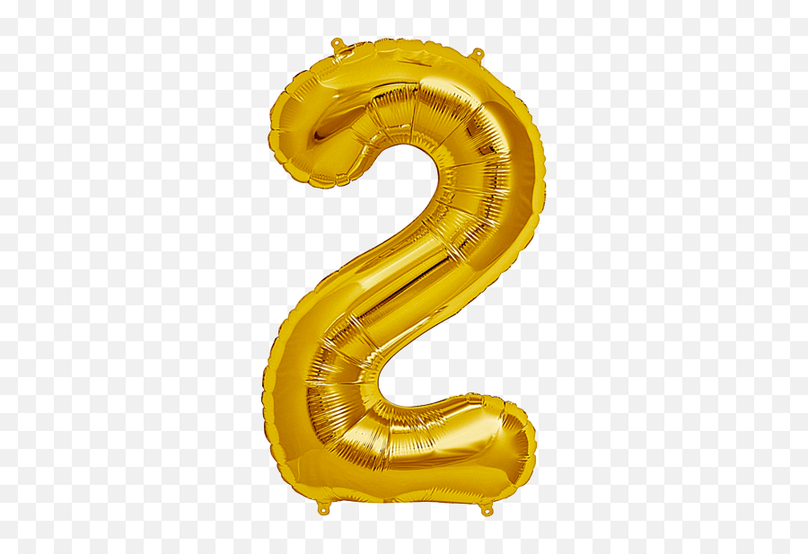 Number Two 2 Jumbo Gold Foil Balloon - Transparent Number 2 Balloon Png,Gold Balloon Png