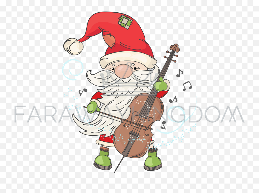 Cello Santa Merry Christmas Musician Vector Illustration Set - Merry Christmas Cello Png,Cello Png