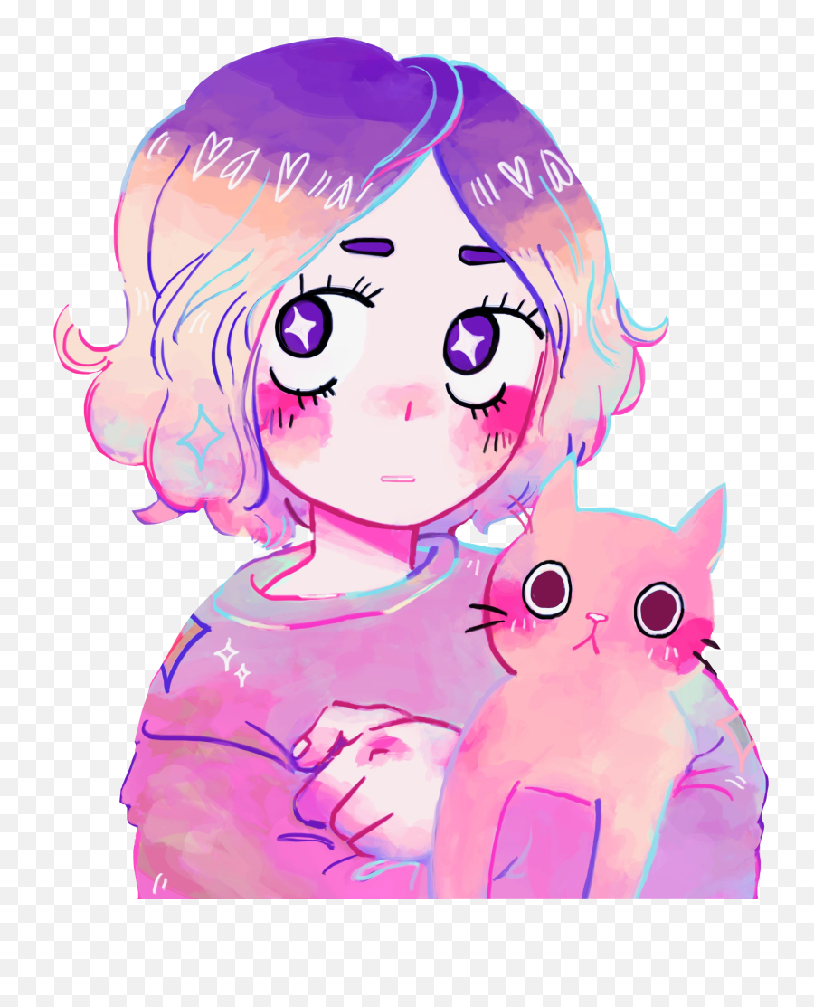 Tumblr Anime Girl Aesthetic - Aesthetic Galaxy Drawings Pastel Png,Pink Anime Girl Icon