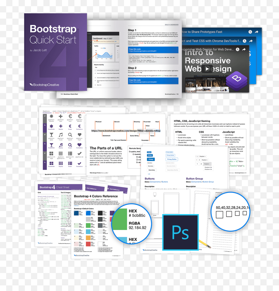 Bootstrap 4 Quick Start Book - Vertical Png,Adobe Photoshop Icon Tutorial