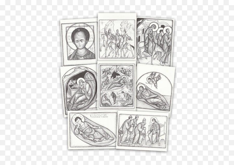 Pk - C14 Illuminated Nativity Greeting Cards Nativity Of Christ Sketch Png,Russian Icon Nativity Of Christ