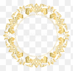 Download Floral Round - Golden Border Design Png