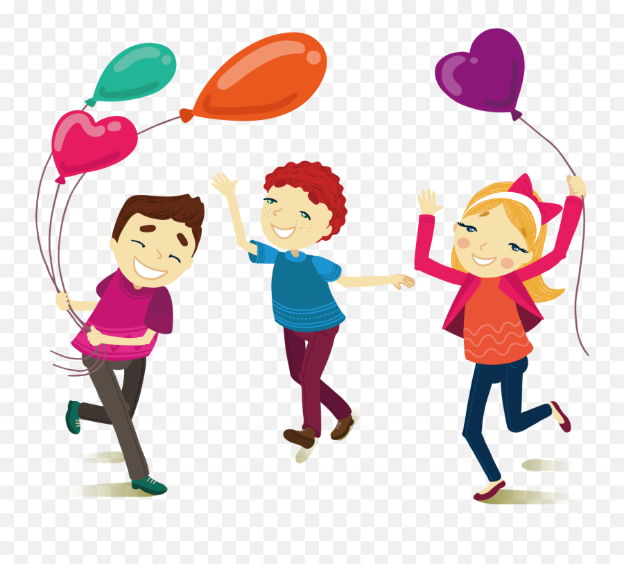 Cartoon Illustration Friends Playing With Outdoors - Juegos Con Globos Animados Png,Friends Clipart Transparent