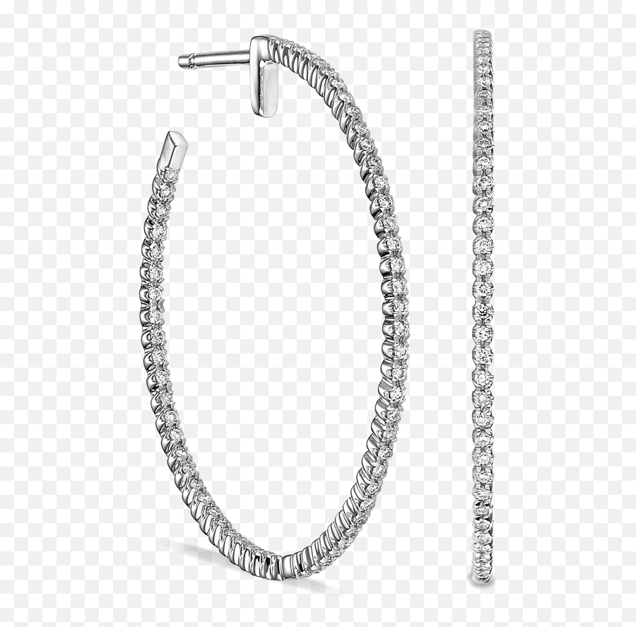 Download Hd Large Thin In And Out Diamond Hoop Earrings - Thin Diamond Large Hoop Earring Png,Hoop Earrings Png