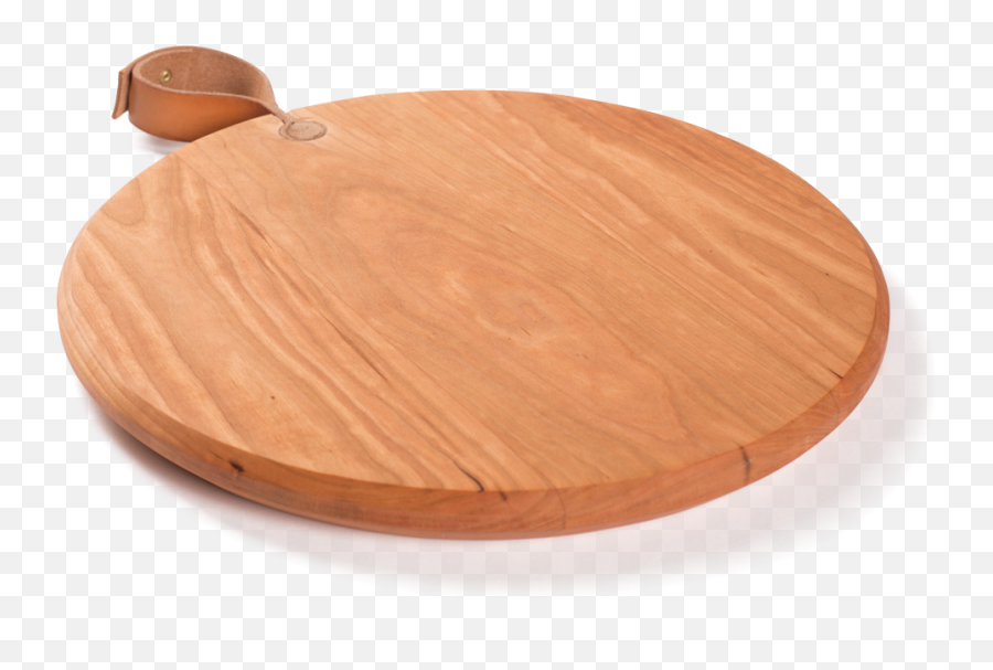 Round Cutting Board With Leather Handle Png