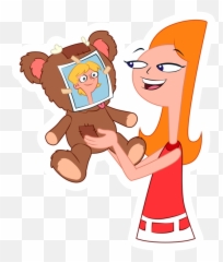Phineas And Ferb Candace With Teddy Bear Sticker - Png And Candice