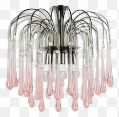 Large Mid Century 70s Waterfall Chandelier Pink Murano Glass Drops Paolo Venini Style Selency - Decorative png