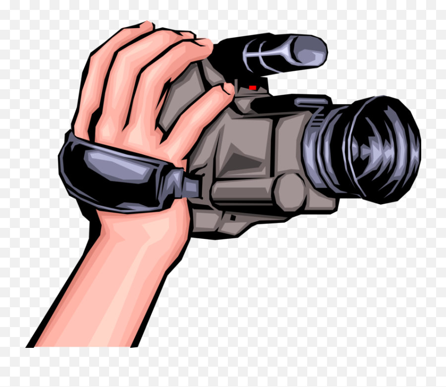 Vector Illustration Of Hand Holding - Hands Holding Video Camera Png,Hand Holding Gun Transparent