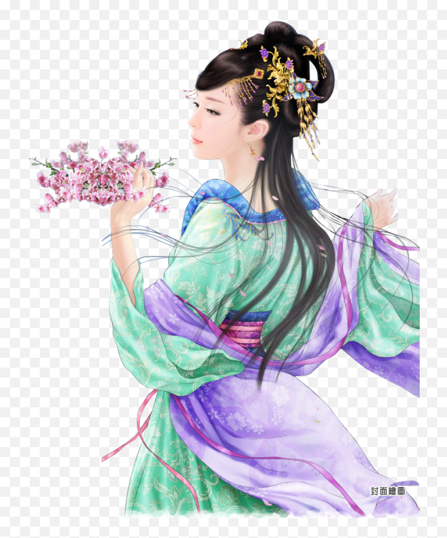 Chinese Lady Holding Flowers Png Image - Purepng Free Chinese Hanbok Png,Lady Png