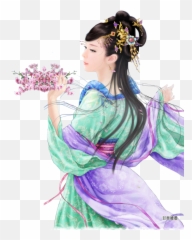 Chinese Lady Holding Flowers Png Image - Purepng Free Chinese Hanbok Png,Lady Png