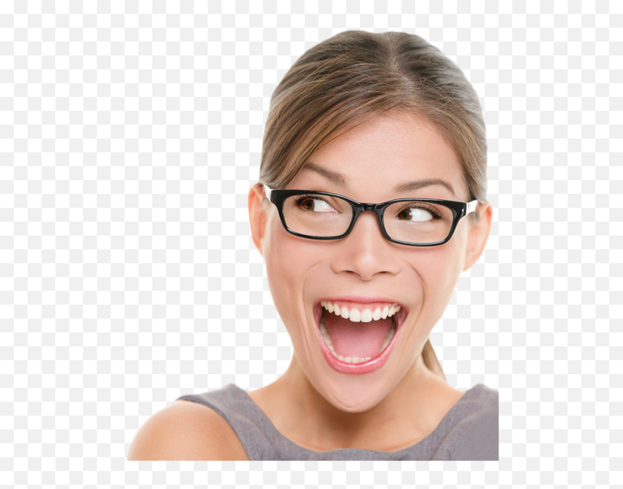 Home - Woman With Glasses Smiling Png,Excited Face Png