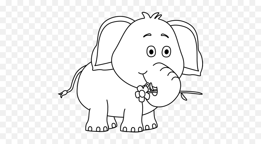Cute Elephant Drawings - Cute Animal Black And White Clipart Png,White Elephant Png