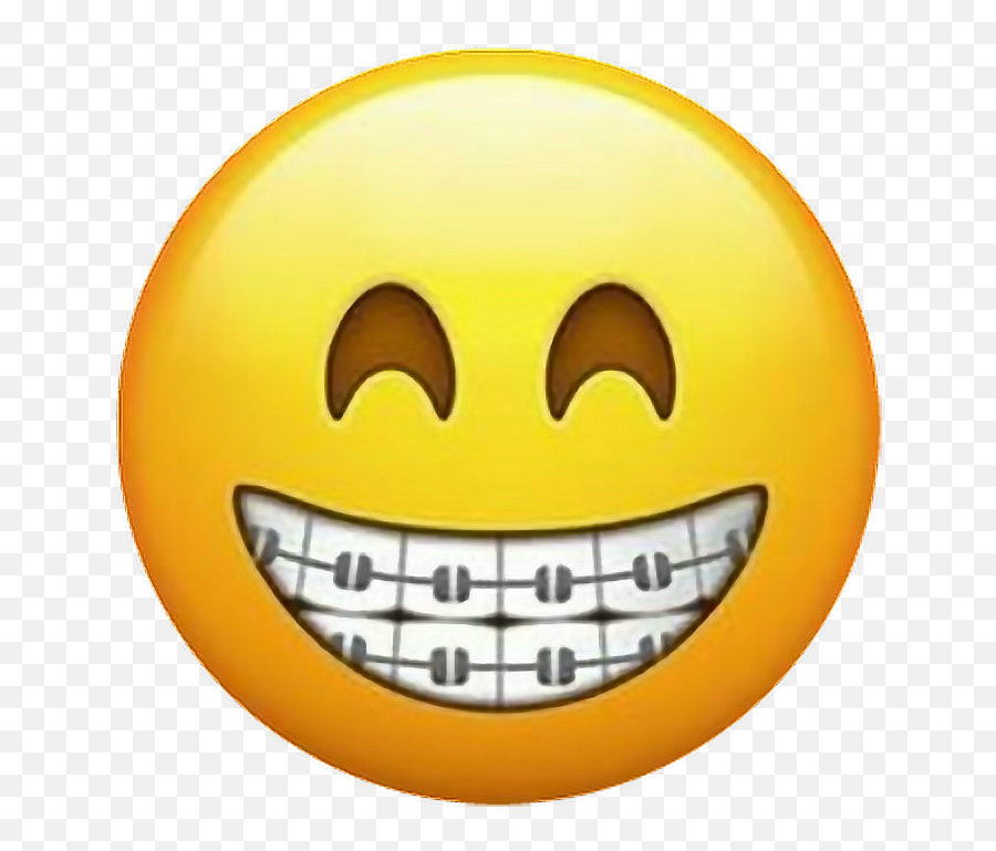 Download Hd Smiling Emoji With Braces - Braces Emoji Png,Braces Png