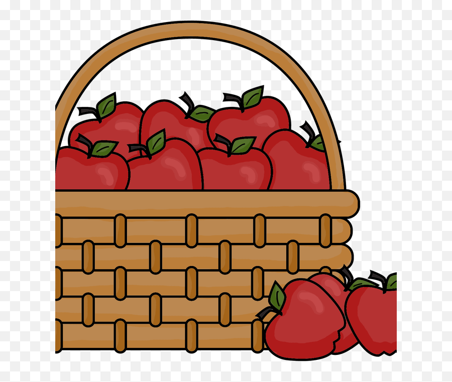 Empty Bushel Basket Clipart - Cartoon Basket Of Apples Png,Cartoon Apple Png