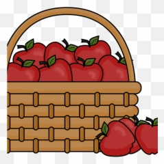 Empty Bushel Basket Clipart - Cartoon Basket Of Apples Png,Cartoon Apple Png