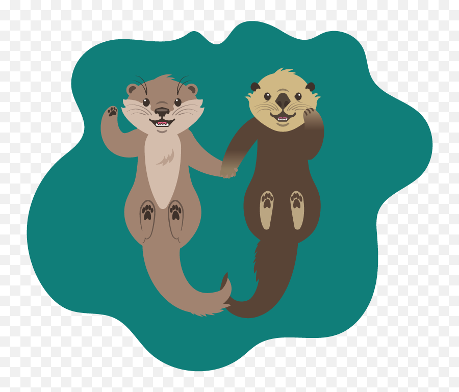 Otter Clipart Transparent - Otters Holding Hands Cartoon Png,Otter Png