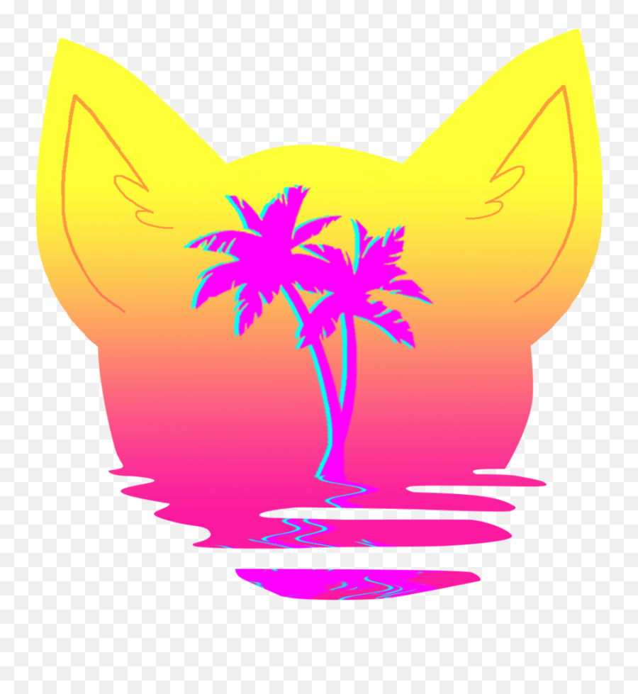 Vaporwave Cat By Salicos - Palm Tree Vector Silhouette Palm Tree Vector Art Png,Palm Tree Vector Png