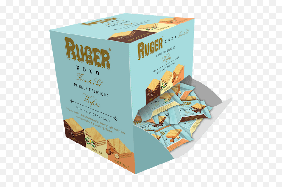 Ruger Xoxo Minis Assorted Wafers With A Kiss Of Sea Salt In Chocolate Vanilla And Hazelnut Item 61004 - Cardboard Packaging Png,Xoxo Png