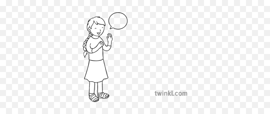 Girl Talking With Speech Bubble Black And White Illustration - Diagram Tuber Of Potato Png,White Speech Bubble Png