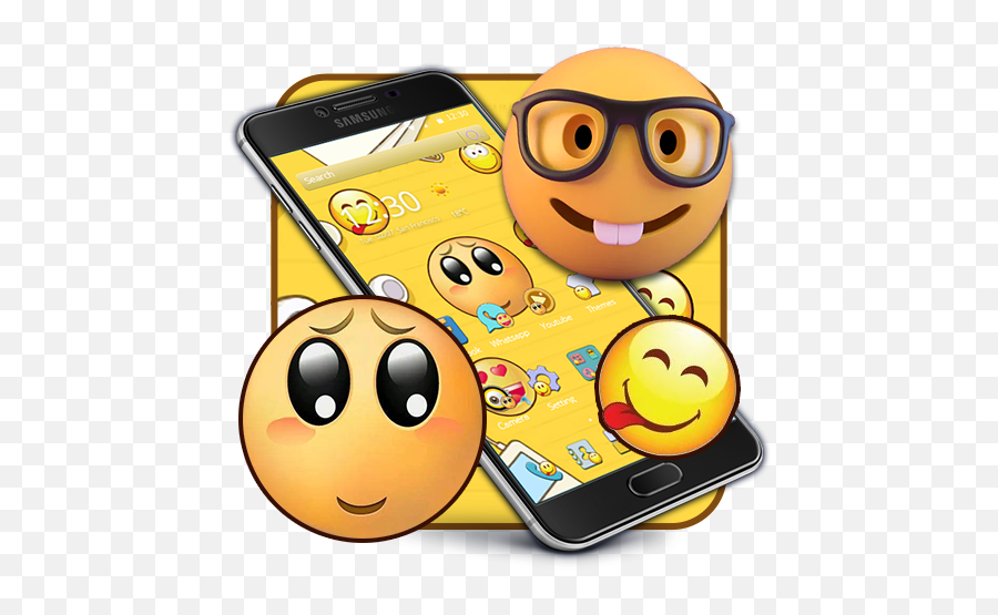 Updated Download Emoji Cute Yellow Face Expression Theme - Smartphone Png,Cute Icon For Android