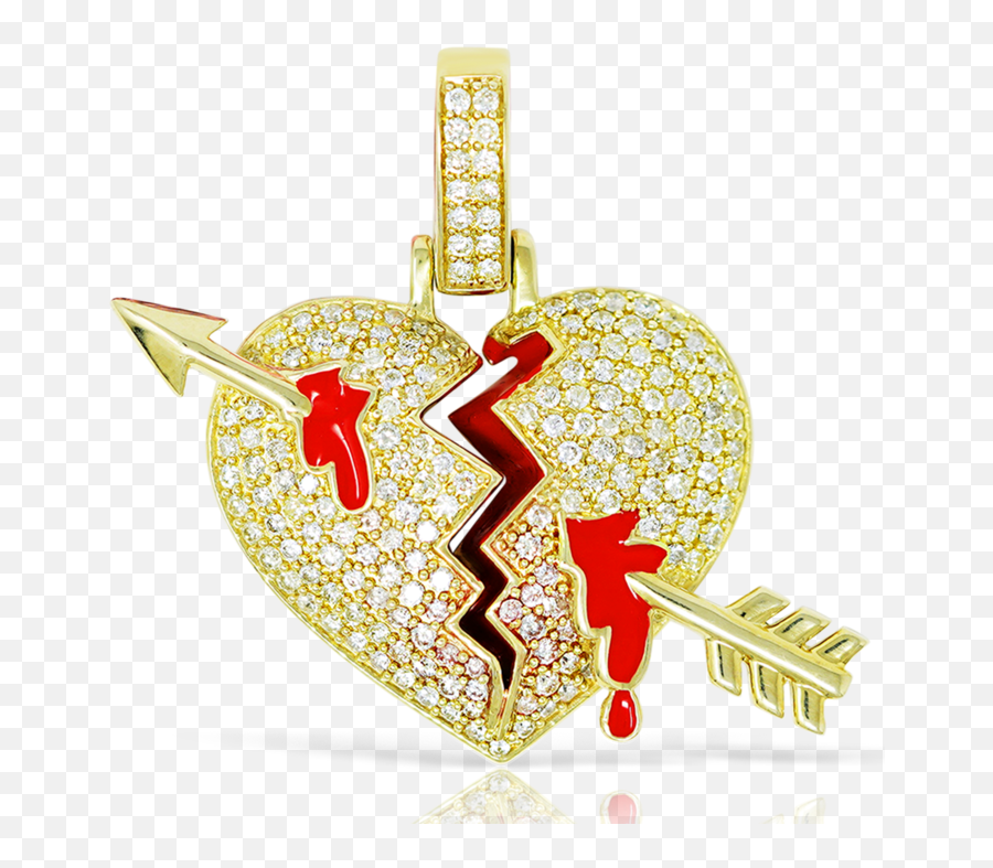 10k Yellow Gold Arrow Shattered Heart 1 - Locket Png,Gold Arrow Png