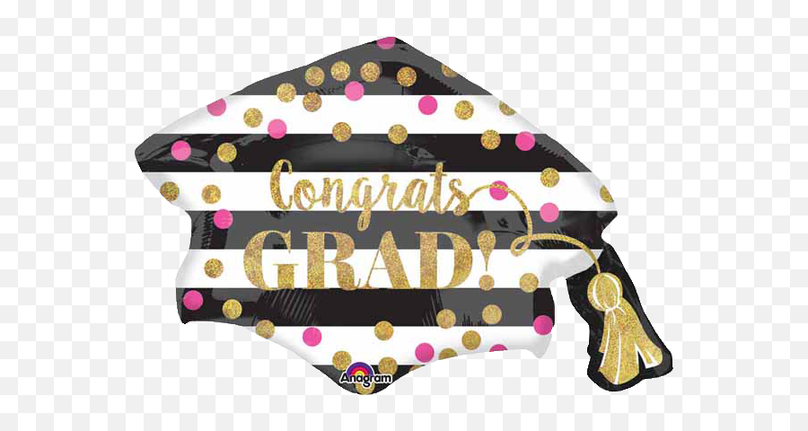 Download Gold Pink Confetti Grad Cap - Balloon Png,Pink Confetti Png
