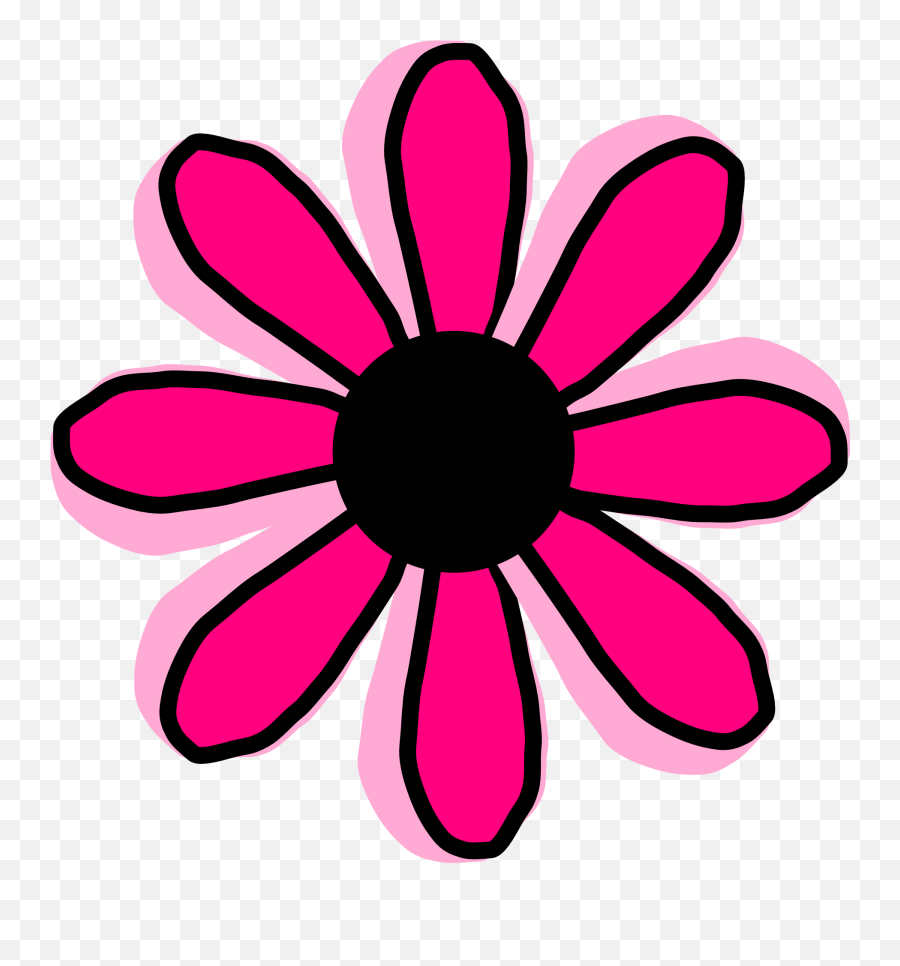 Black Flower With The Pink Petals Clipart Free Image - Clip Art Png,Pink Petals Png