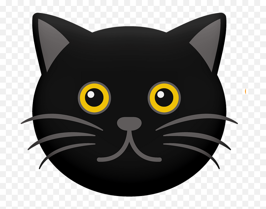 Cartoon Black Cat Face Clipart - Black Cat Face Clipart Png,Black Cat Transparent