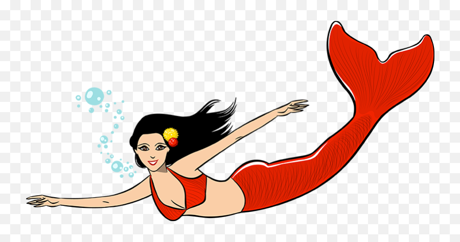 Red Mermaid Transparent Png - Transparent Background Cartoon Mermaid,Mermaid Transparent Background