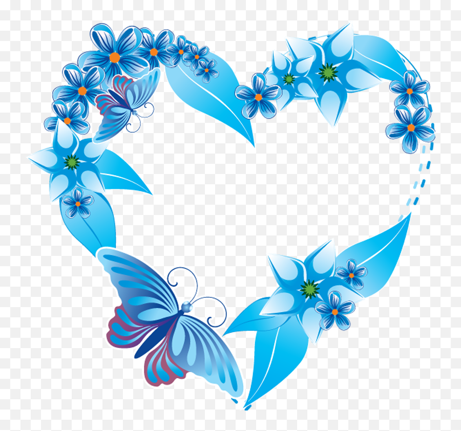 Blue Wedding Frame Png Clipart - Butterfly And Heart Clipart,Wedding Frame Png