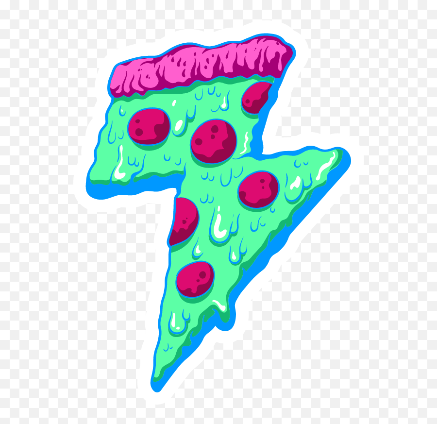 Green Pizza Lightning Sticker - Dot Png,Green Lightning Png