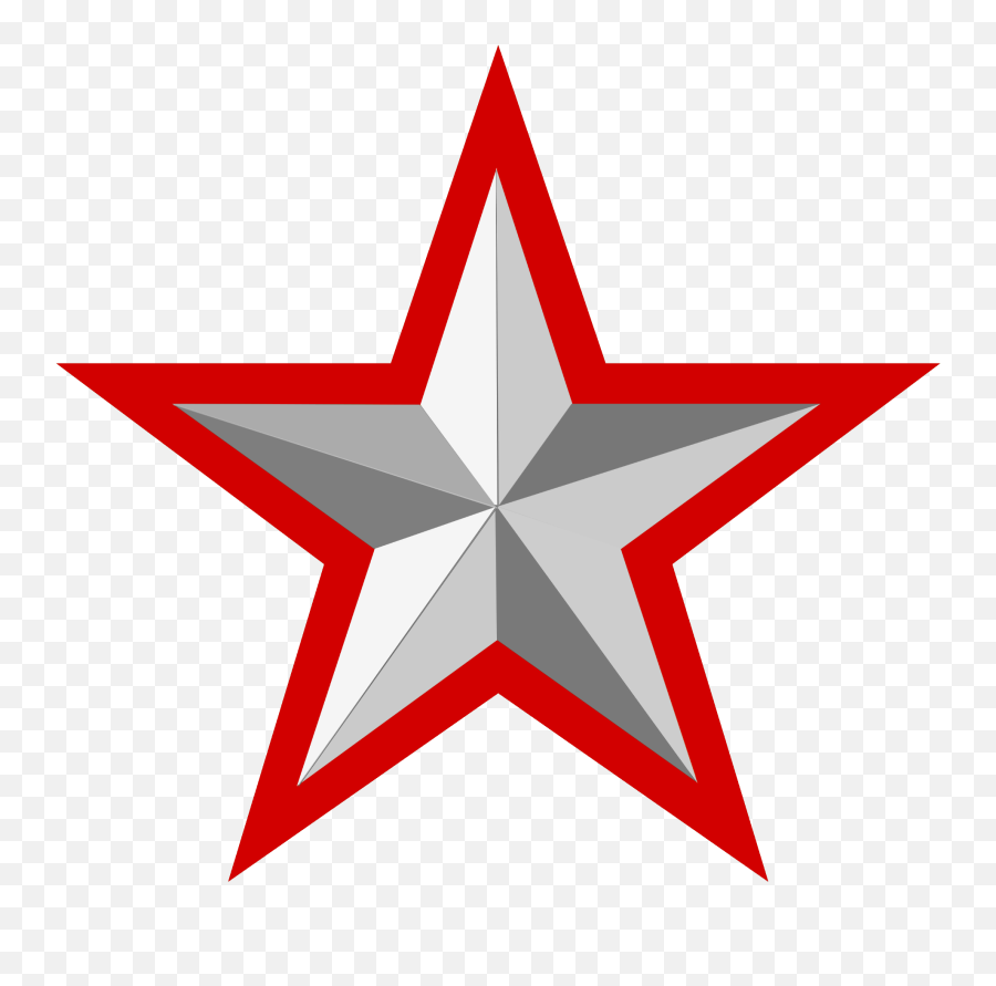 Silver Star With Red Border - Red Star On Transparent Background Png,Silver Border Png