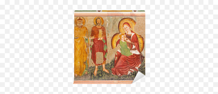 Wall Mural Treviso - Fresco Of Madonna Of Humanity In St Nicholas Church Pixersus San Nicolò Comelico Chiesa Affreschi Png,Madonna And Child Byzantine Icon