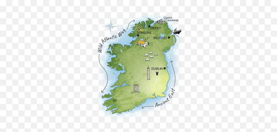 6 Day Northern Ireland Tour Driftwood Tours - Map Of Ireland No Counties Png,Icon Derry