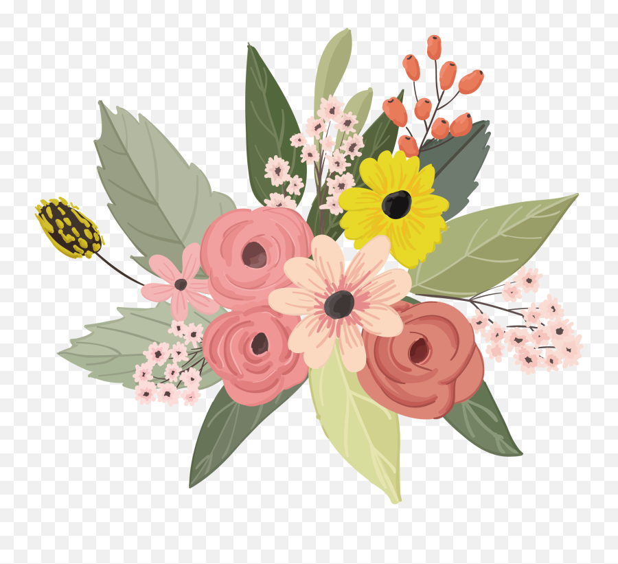 Bouquet Of Flowers Vector Png - Flower Vector Png Watercolor Flower Vector Png,Bouquet Of Flowers Png