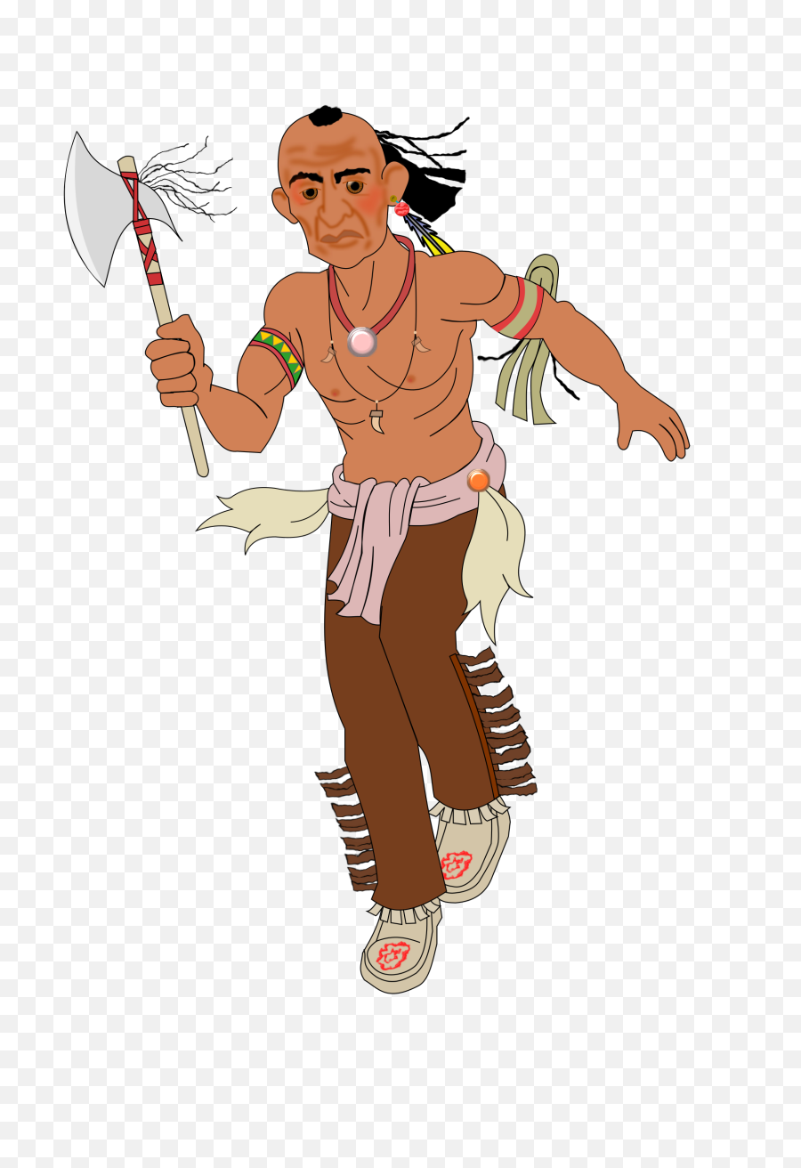 Native American Warrior With An Axe Clipart Free Download - Transparent Indians Clipart Png,Axe Transparent