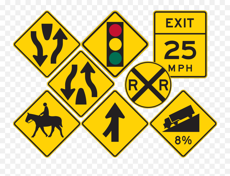 Warning Signs - End Of Divided Highway Sign Png,Warning Symbol Png