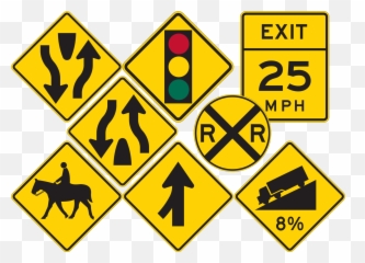 Warning Signs - End Of Divided Highway png