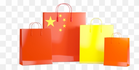 Shopping Bags With Flag Illustration Of China - Png