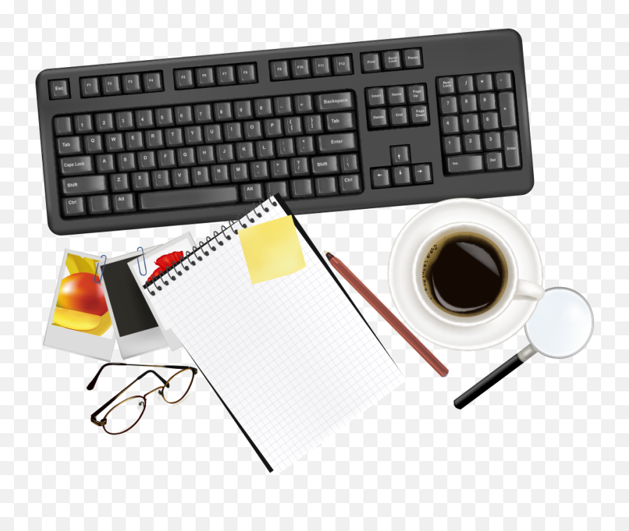 Download Vector Computer Office Top Euclidean Paper Keyboard - Top View Laptop Png,Keyboard Png