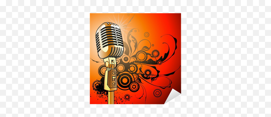 Gold Vintage Microphone Sticker U2022 Pixers - We Live To Change Background Singing Logo Hd Png,Gold Microphone Png