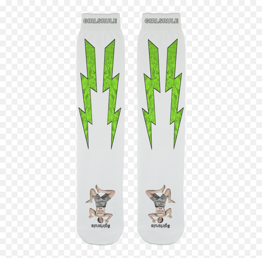 Girls Rule Green Lightning Bolt Socks - Vertical Png,Green Lightning Png