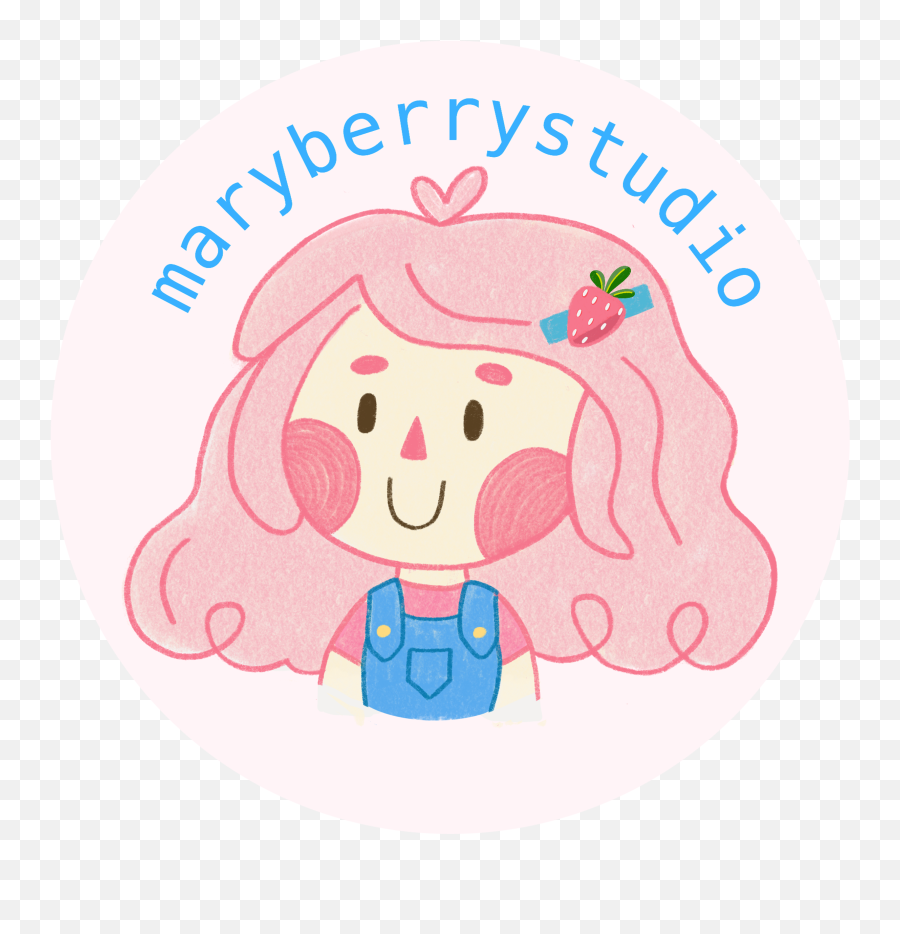 Pink And Red Flower Stickers U2014 Maryberrystudio - Fictional Character Png,Kawaii Anime Icon