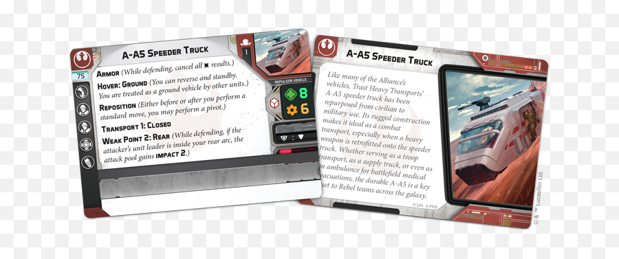 Fantasy Flight Games Announce A - A5 Speeder Truck Unit Language Png,Star Wars Rebel Alliance Icon Backpack