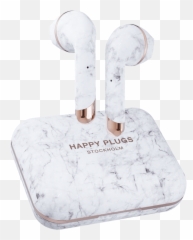 Air 1 Plus Earbud - White Marble Happy Plugs png