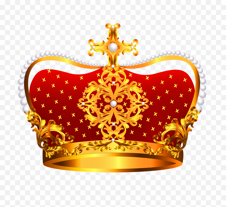 Gold And Red Crown With Pearls Png Clipart - Red Crown Png,Crown Clipart Png