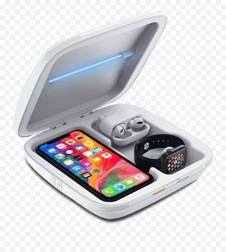 4 - 3 In 1 Uv Phone Sanitizer With Wireless Charger Png,Apple Charging Icon