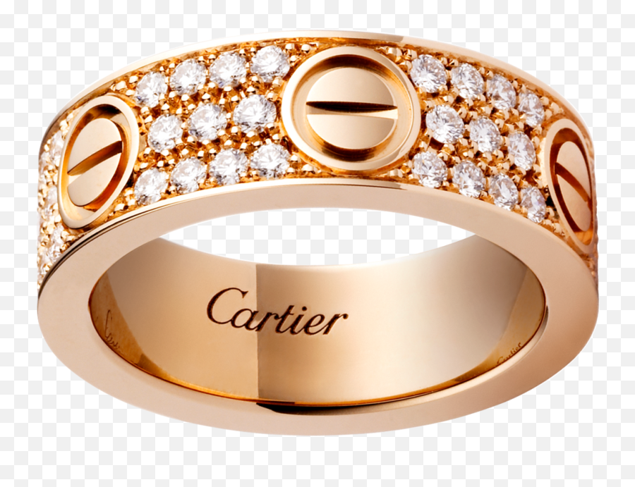 Crb4087600 - Love Ring Diamondpaved Pink Gold Diamonds Cartier Love Ring Diamond Rose Gold Png,Gucci Icon Ring With Diamonds